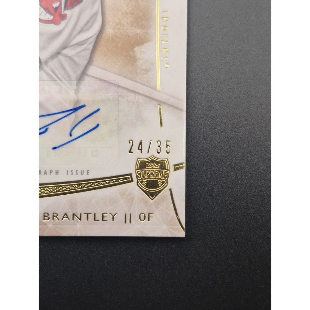 2014 Topps Supreme Michael Brantley #SA-MBR Sepia Auto /35 Cleveland Indians